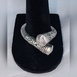 Tribe Silver Ring 7 1/4 Chunky Wraparound